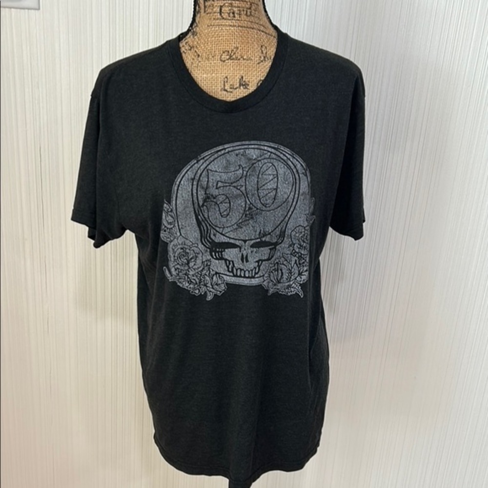 Grateful Dead 50th Next Level Apparel Black Skull Graphic Tee